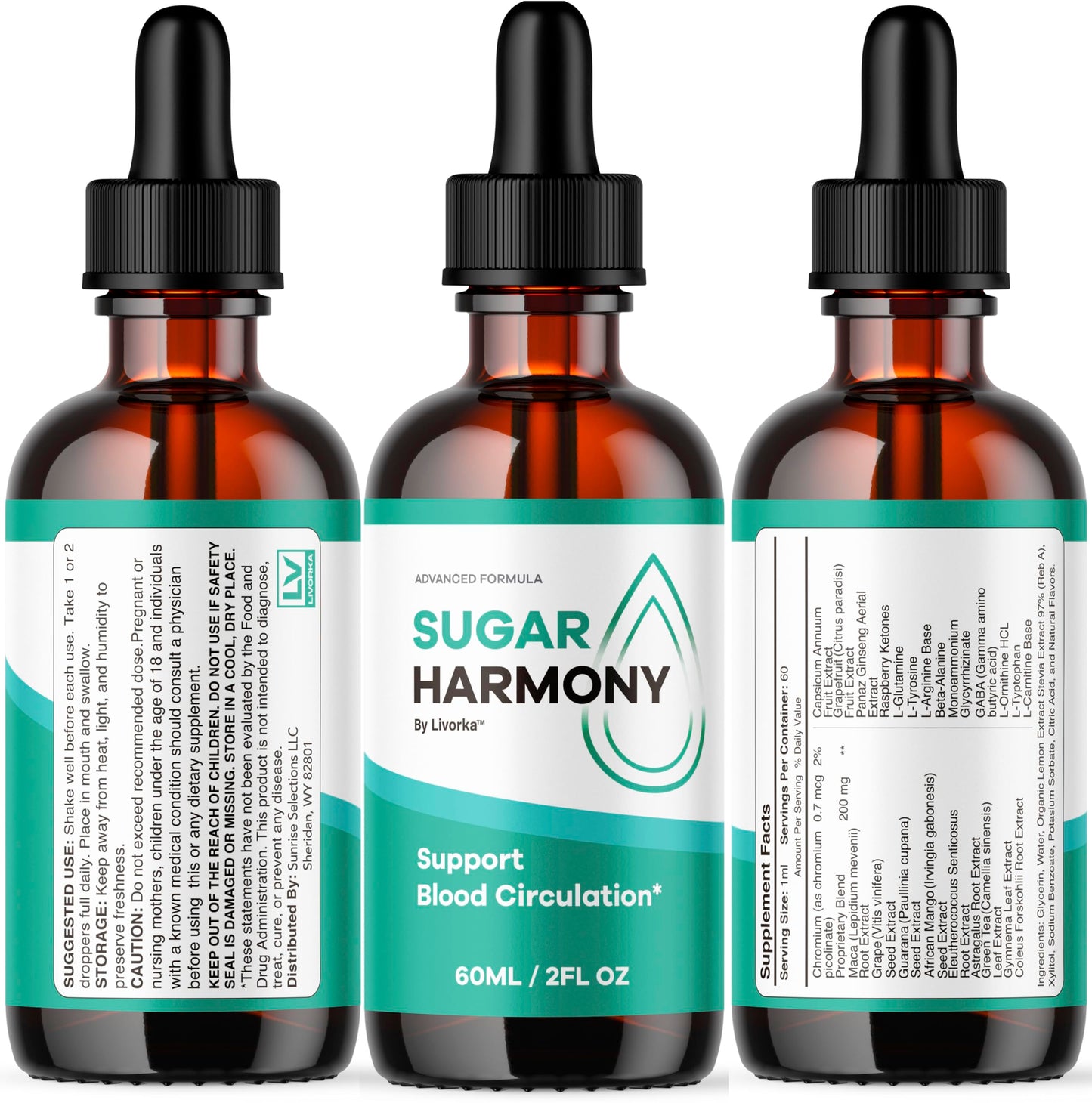 Sugar Harmony Drops (3 Pack) โ Premium Liquid Wellness Support | 3 Bottles
