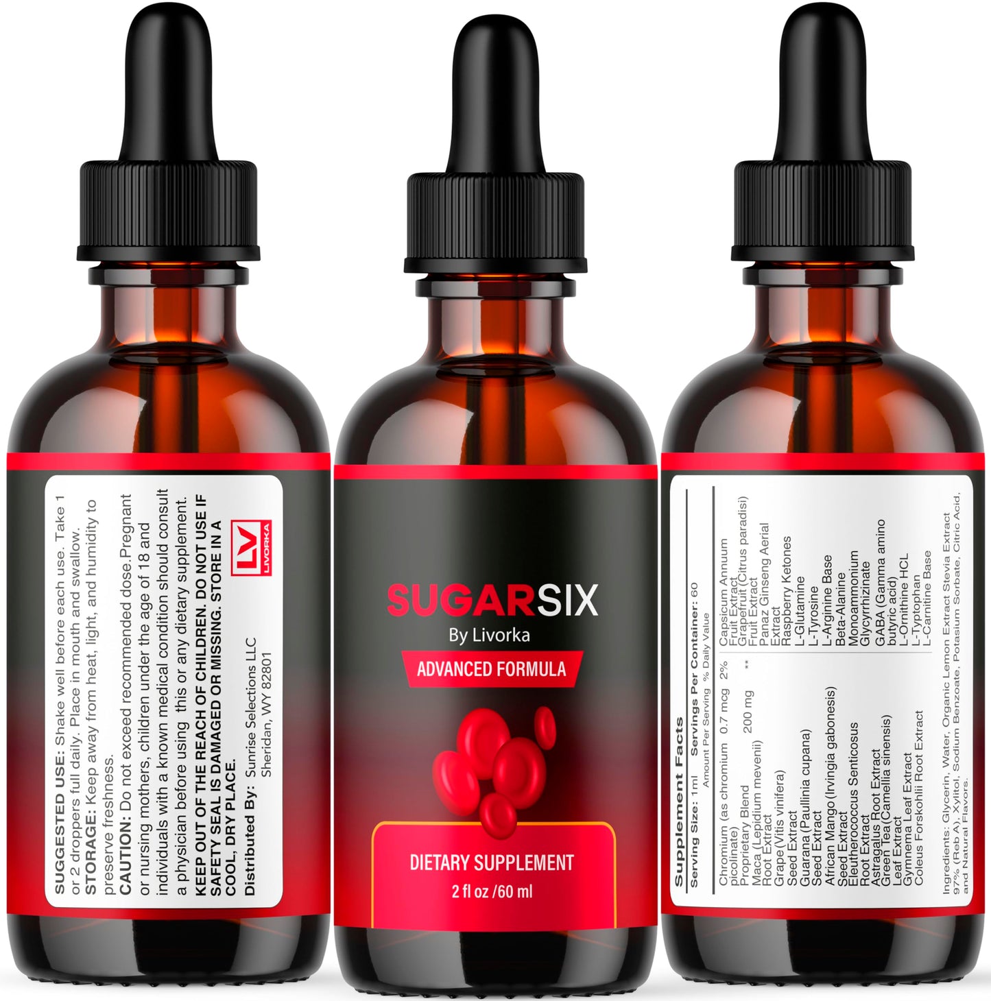 Sugar Six 5 Pack โ Drops, Formula & Support | 5 Bottles for 5 Months
