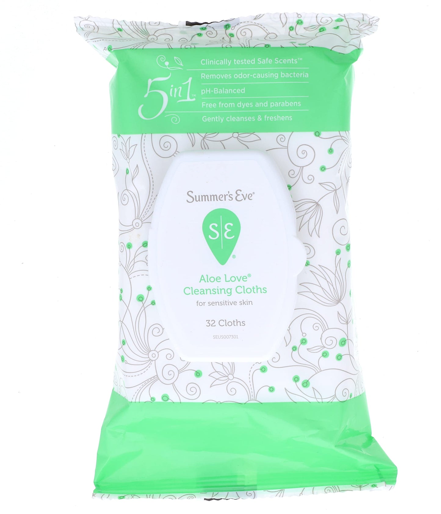 Summer's Eve Aloe Love Gentle Daily Feminine Wipes β pH Balanced, Odor Removal, 32 Count (2 Pack)