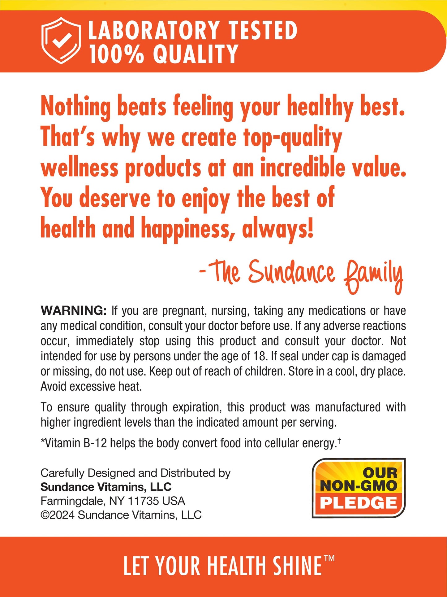 Sundance Vitamin B-12 Energy Gummies | 40 Count | Peach Raspberry Flavor | Vegan, Non-GMO, and Gluten Free Supplement