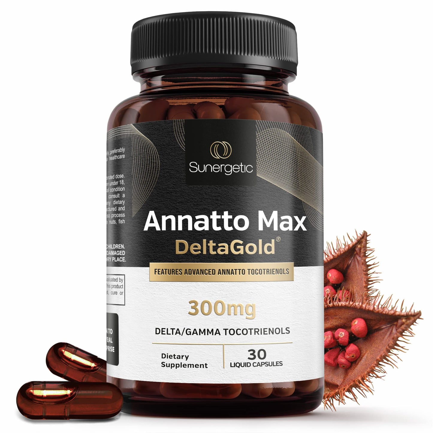 Sunergetic Annatto Tocotrienols 300mg with DeltaGold โ Vitamin E for Liver, Heart & Immune Health