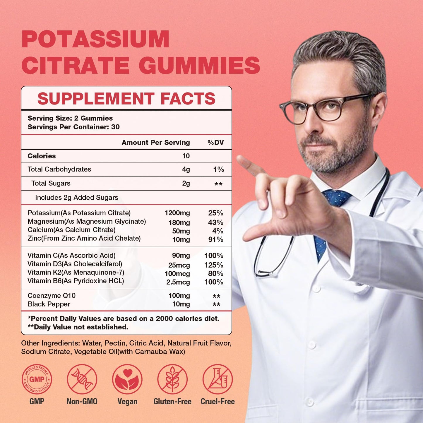 SUOOCH 2 Pack Potassium Citrate Gummies โ 1200mg Potassium, Chewable Electrolyte Support for Muscle Health & Cramps