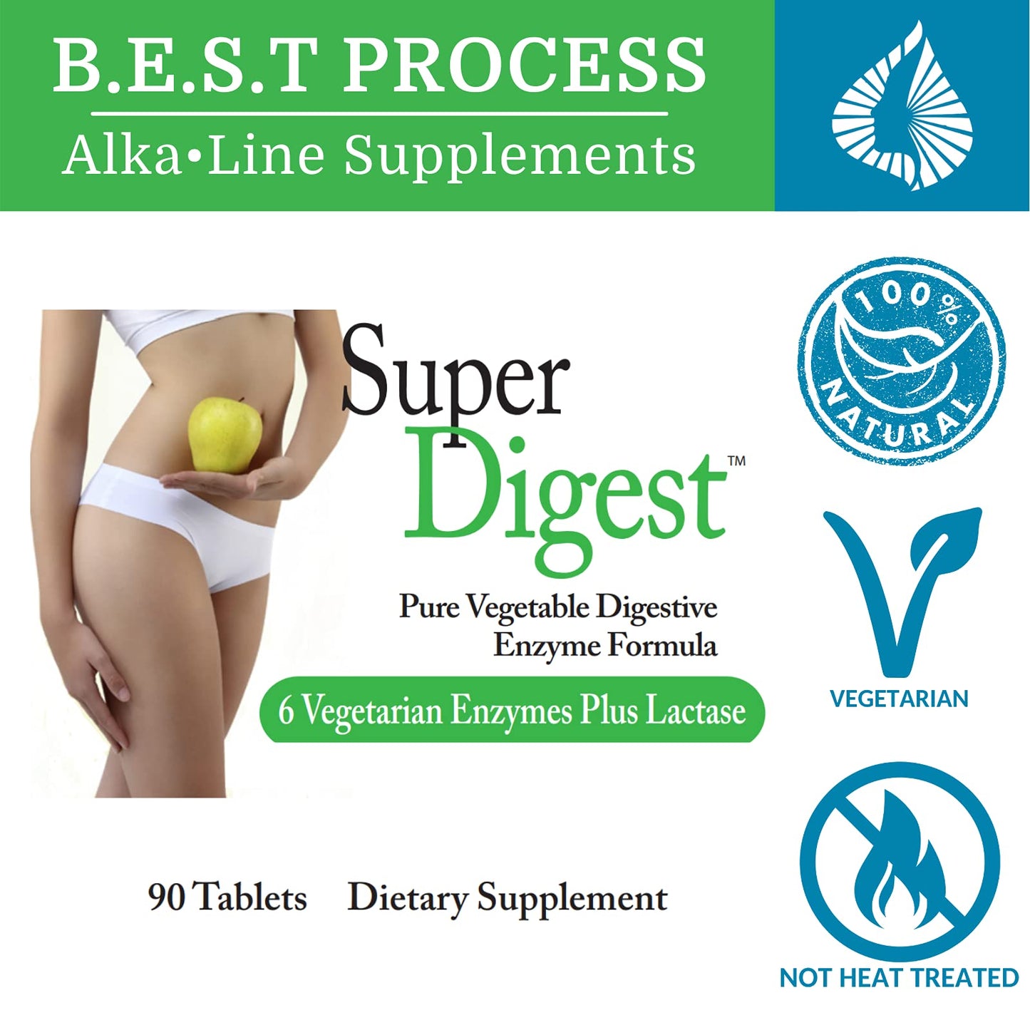 Morter HealthSystem SuperDigest โ Multi-Enzyme Digestive Support with Alfalfa, Papain & Bromelain (Vegetarian Friendly)