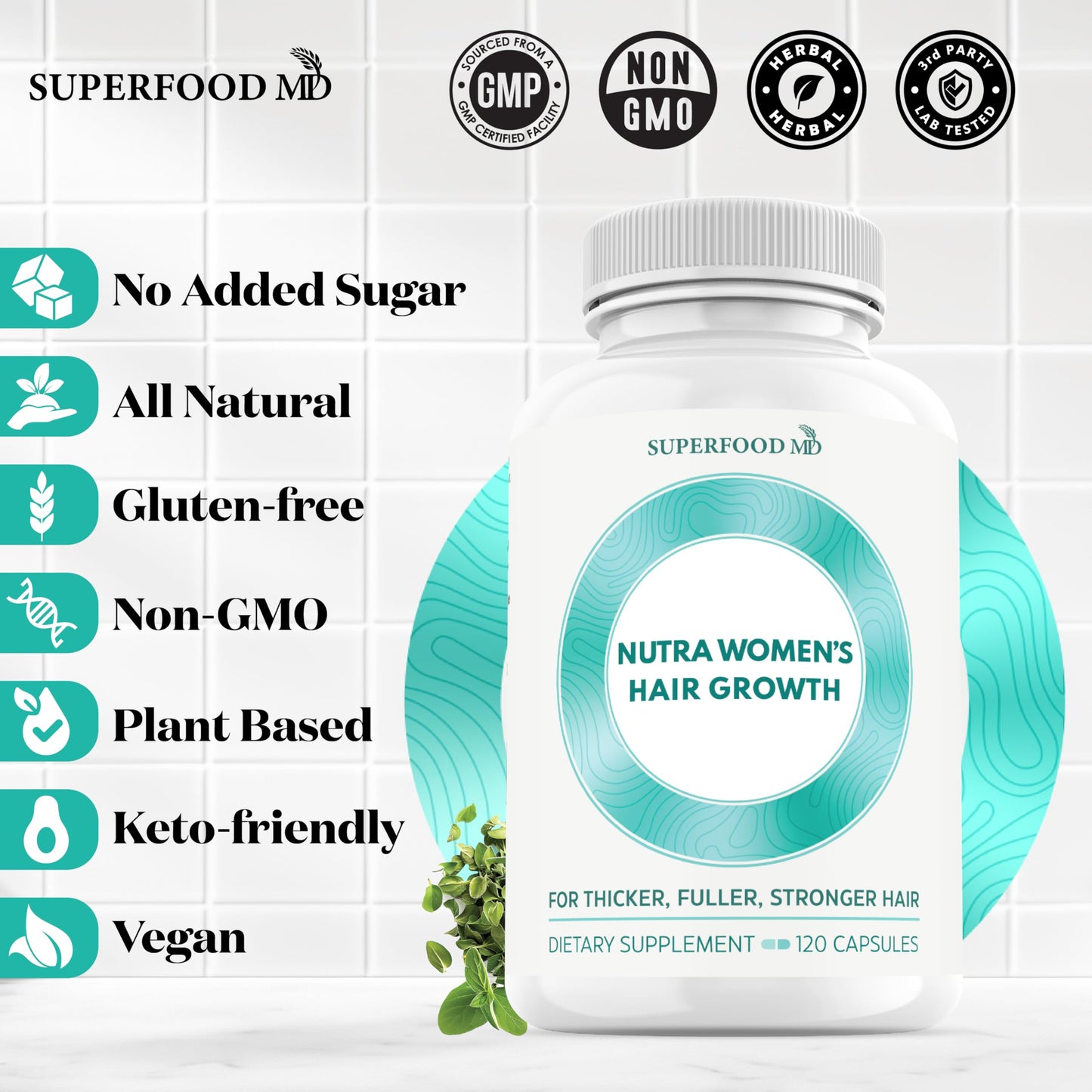 Superfood MD Women’s Balance Hair Growth – 2 Month Soy-Free Formula for 45+