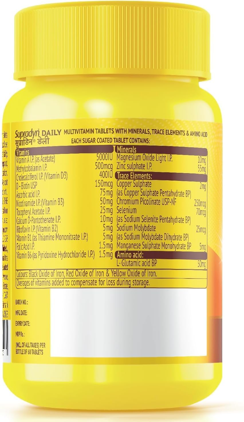 Supradyn Daily Multivitamin โ Biotin, C & D3, Immune Support & 2X Energy (60 Tablets)