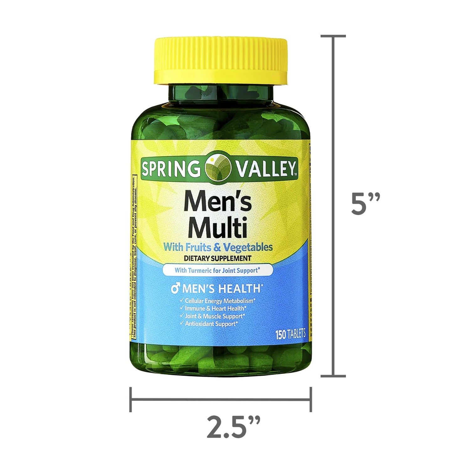 SUREFECT Spring Valley Men's Multivitamin with Turmeric โ 150 Tablets + Free Organizer