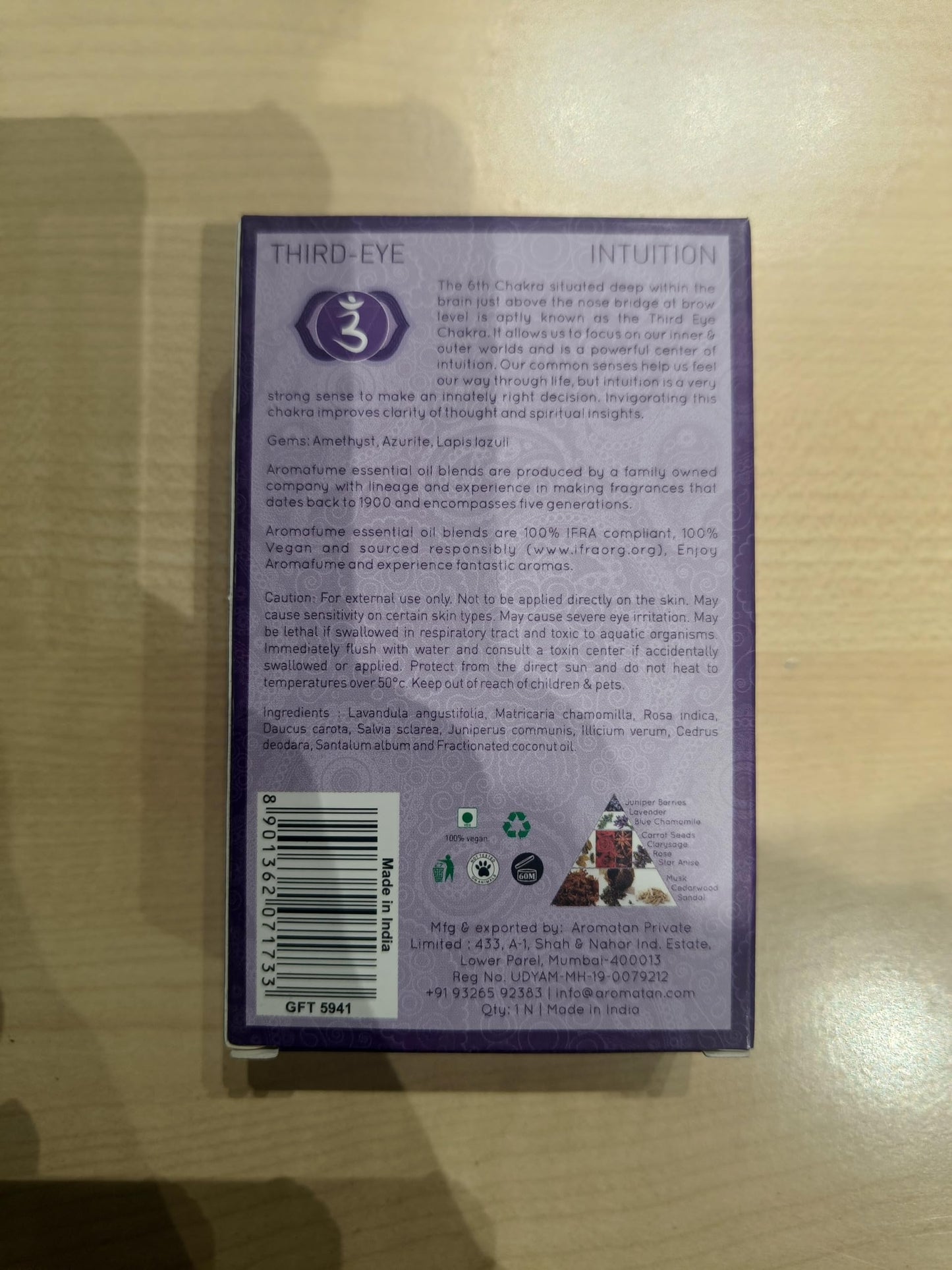 Third Eye Chakra Essential Oil Roll-On by Aromafume โ 10ml Ajna
