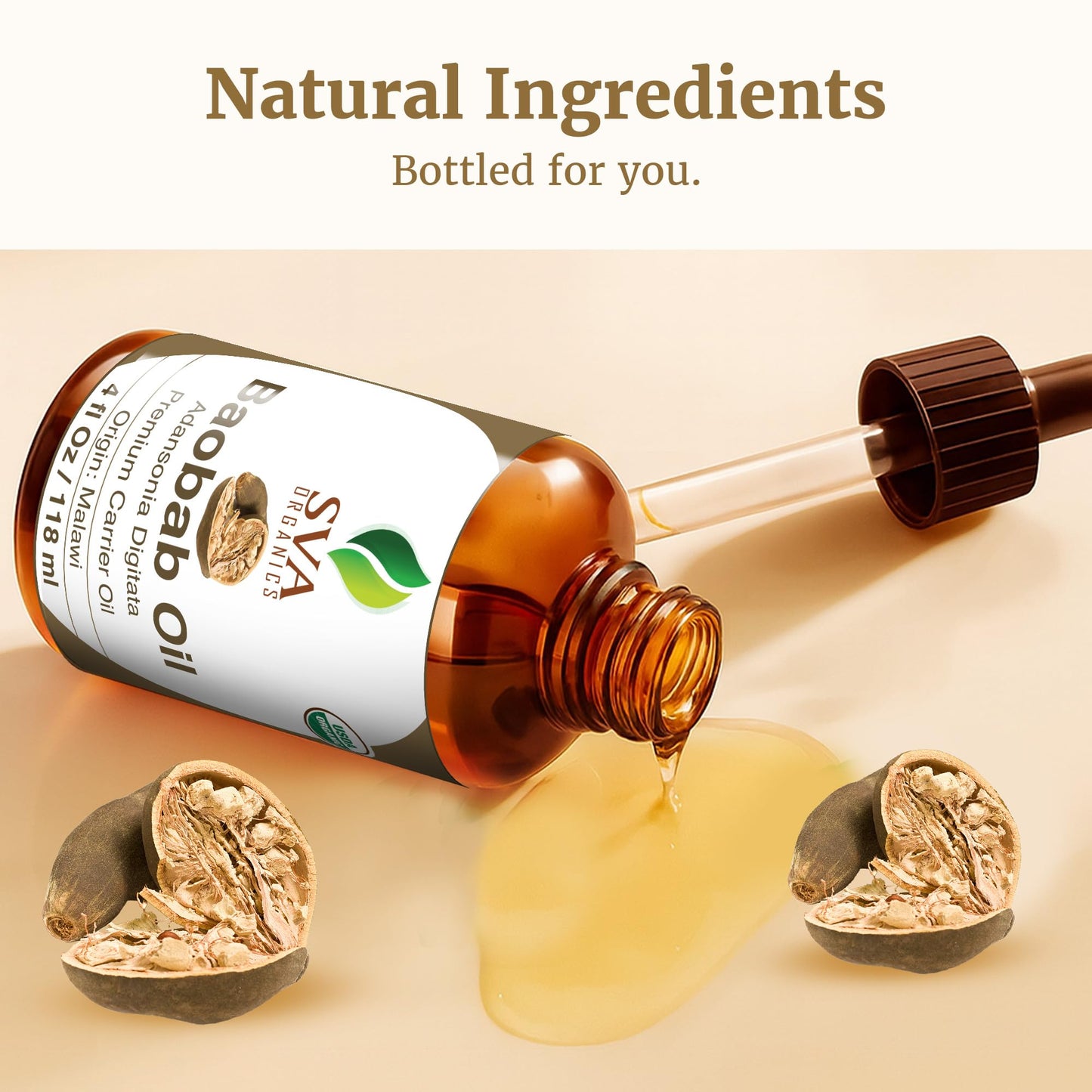 SVA Baobab Seed Oil Organic โ 4 oz Cold-Pressed Carrier Oil