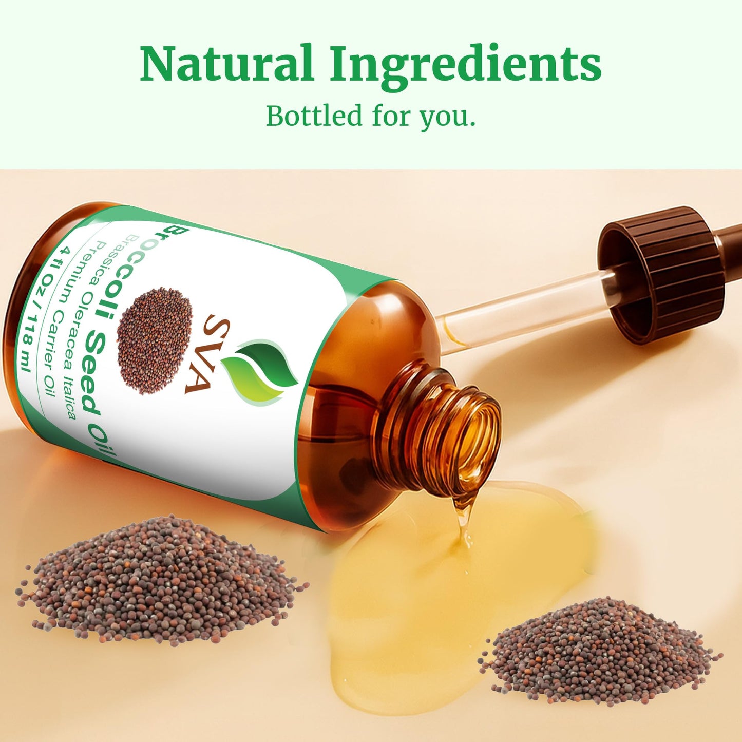 SVA Broccoli Seed Oil 4oz โ Cold-Pressed Carrier Oil for Face, Skin & Hair