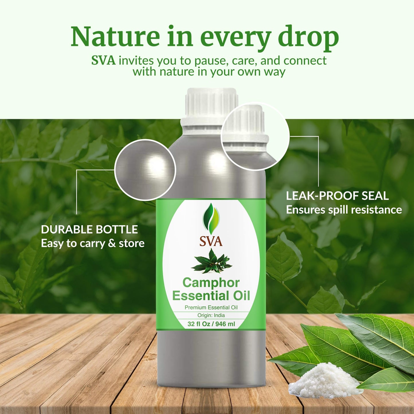 SVA Camphor Essential Oil 32oz โ 100% Natural for Diffuser & Skin Care