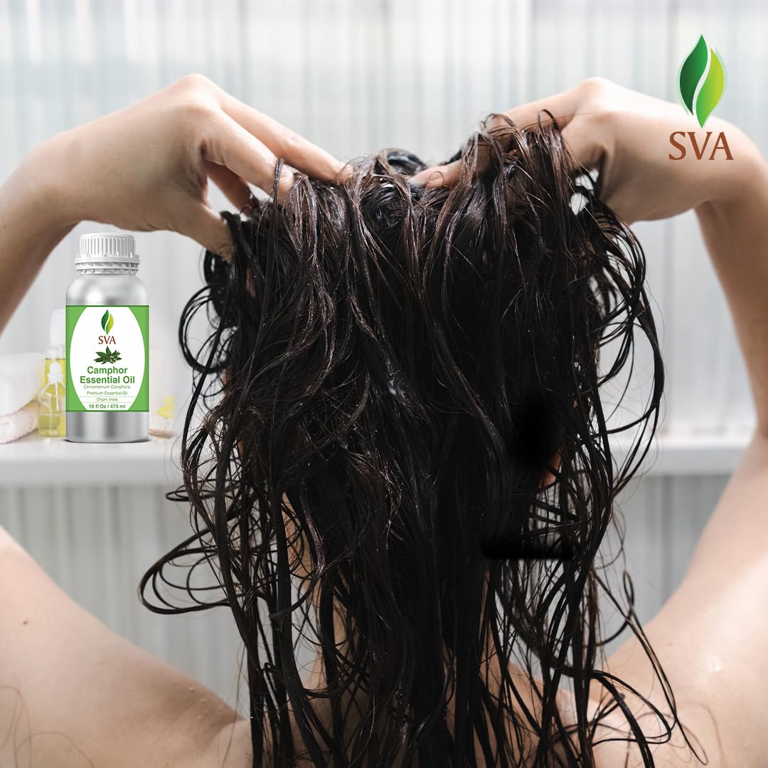 SVA Camphor Essential Oil โ 16 oz | 100% Natural Camphor Oil for Diffuser, Hair & Skin Care