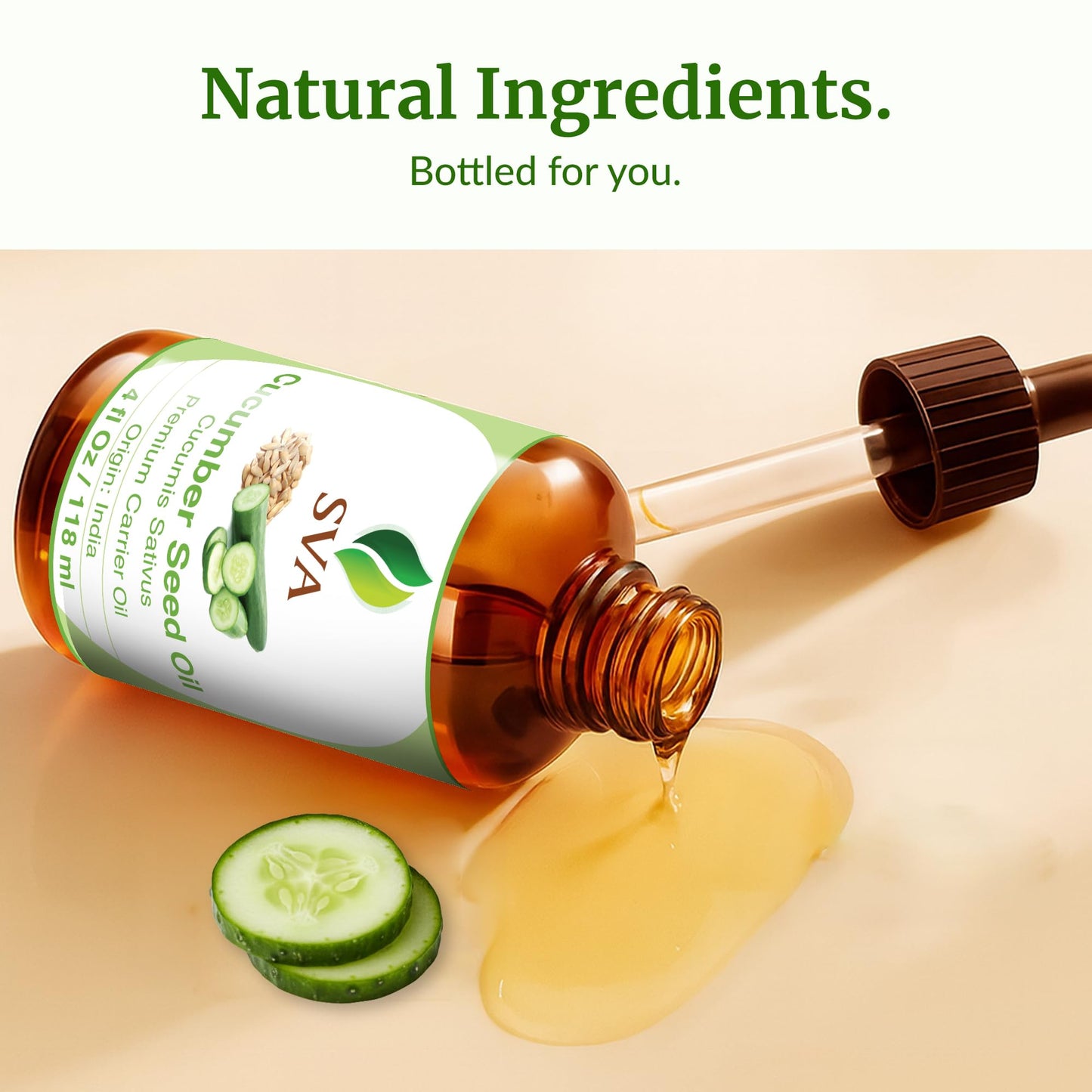 SVA Cucumber Seed Oil 4oz โ 100% Natural Cold-Pressed Carrier Oil with Dropper