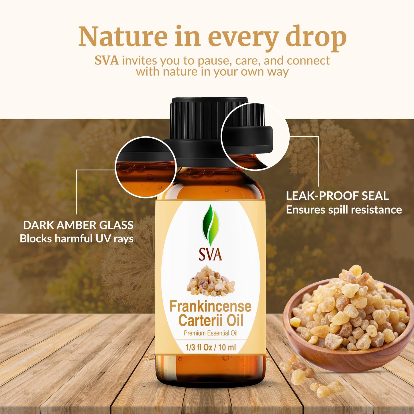 SVA Frankincense Essential Oil โ 1/3 Fl Oz Boswellia Carterii, 100% Natural