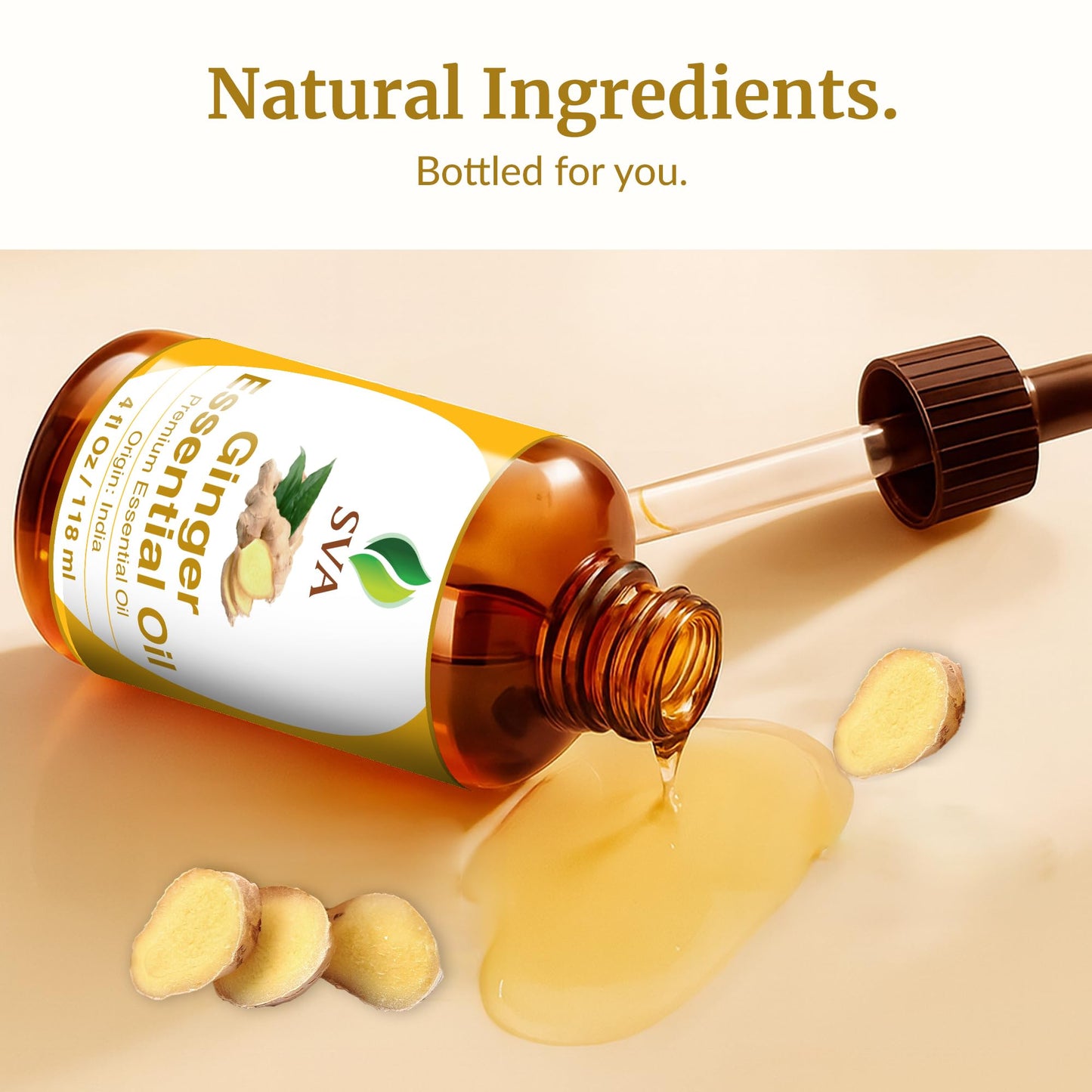 SVA Ginger Essential Oil โ 4 oz | 100% Natural for Diffuser, Skin & Hair