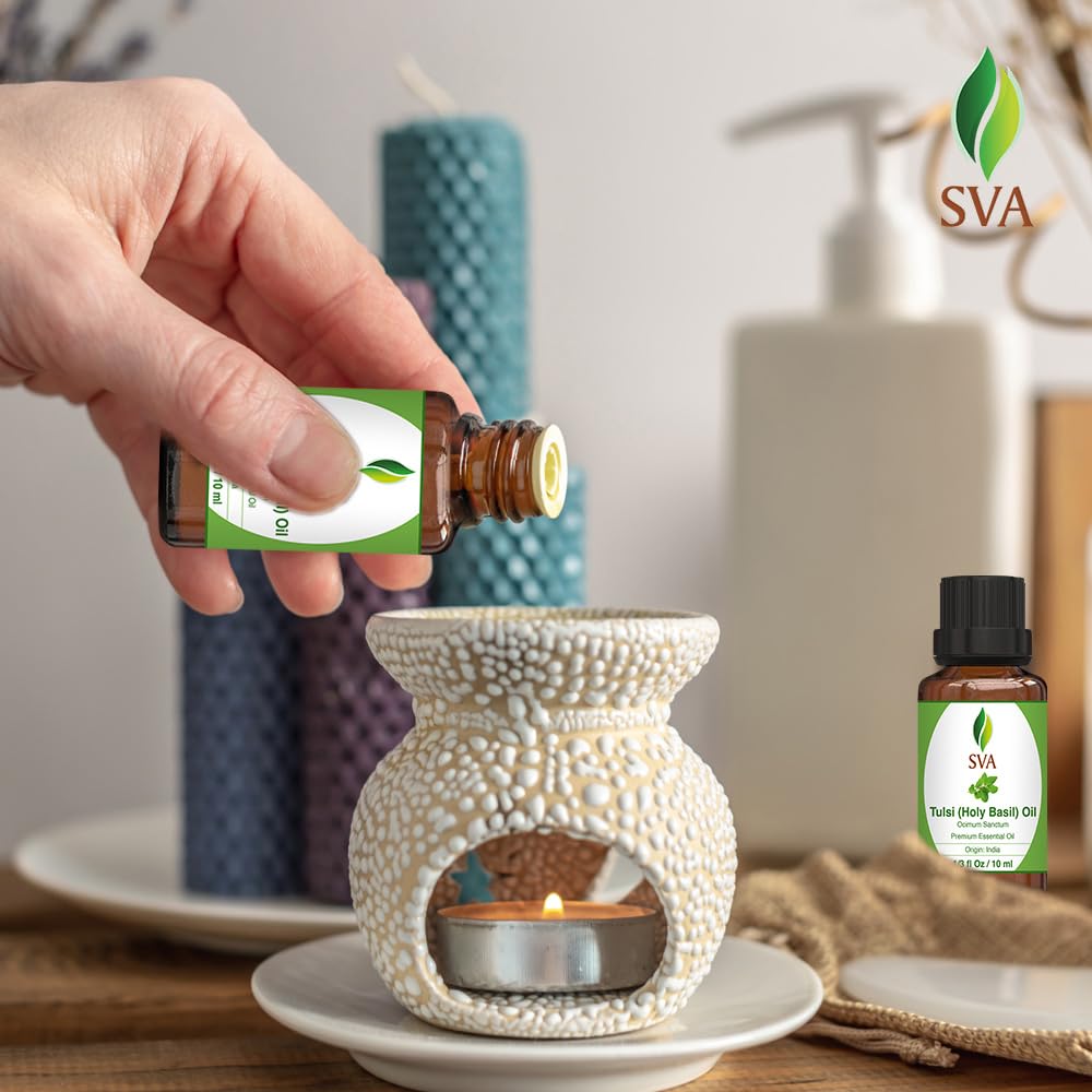 SVA Holy Tulsi Essential Oil โ 1/3 oz | 100% Natural Tulsi Oil for Diffuser, Hair, Skin & Aromatherapy