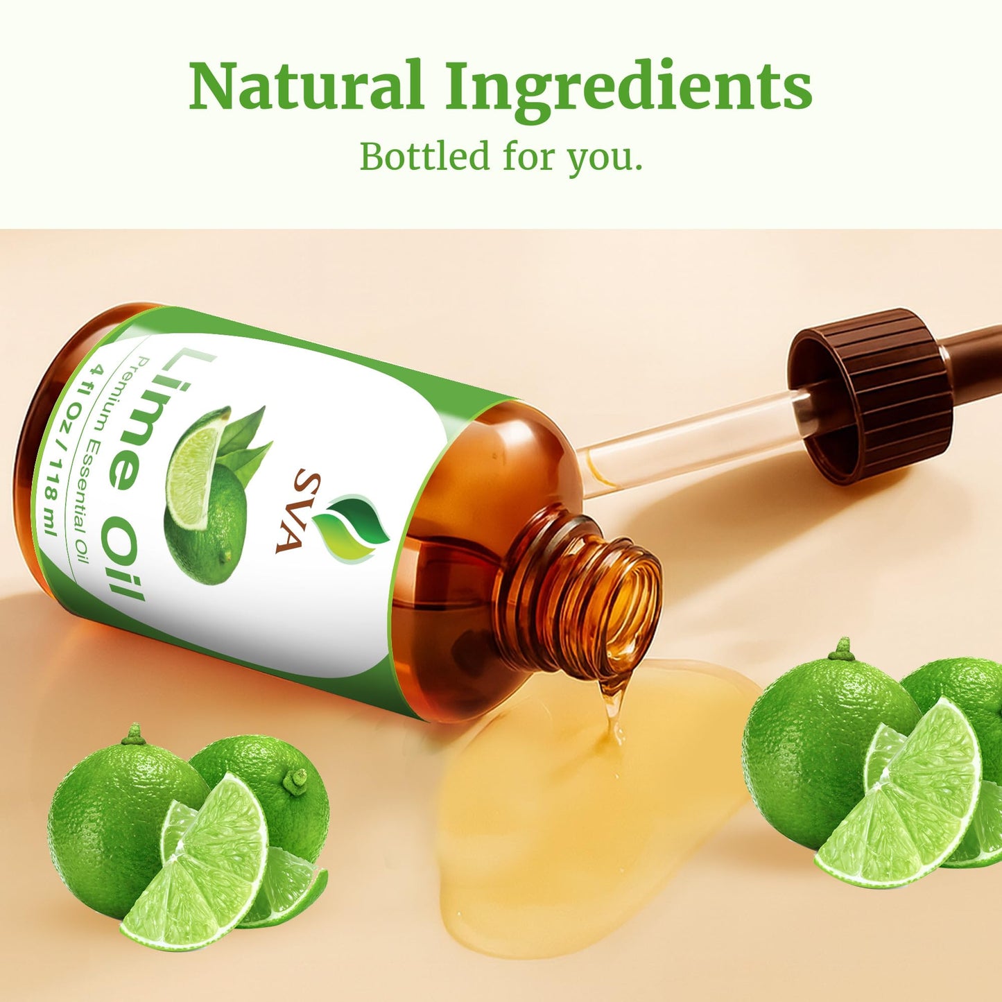 SVA Lime Essential Oil โ 4 Oz, 100% Natural with Dropper | Diffuser, Skin & Hair Care