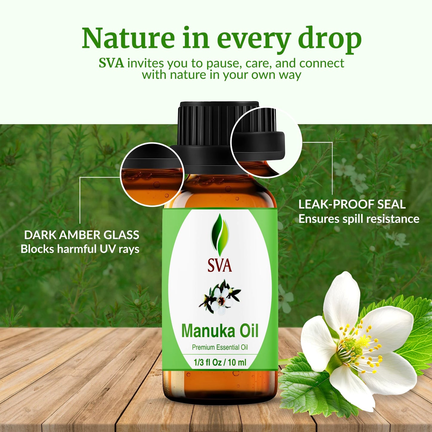 SVA Manuka Essential Oil โ 1/3 Fl Oz | 100% Natural Manuka Oil