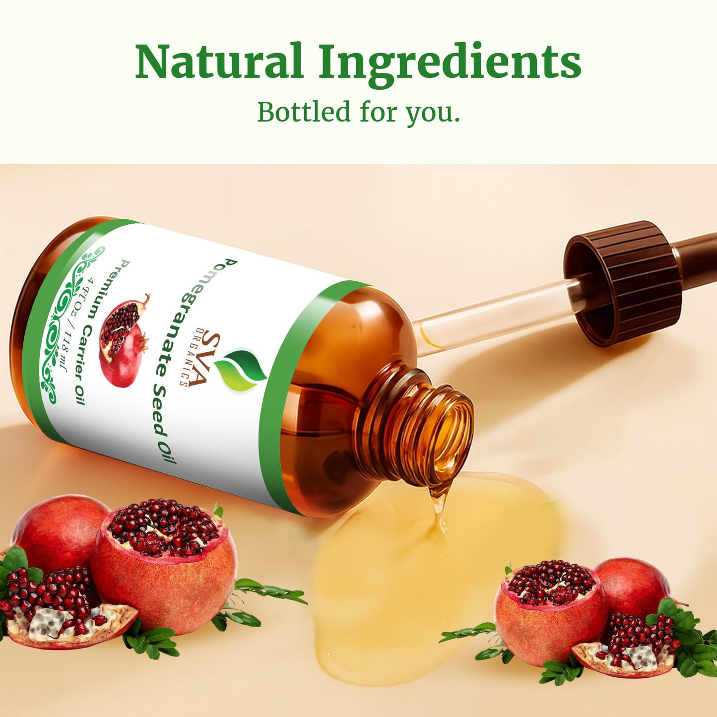 SVA Pomegranate Seed Organic Oil โ 4oz | Cold-Pressed Carrier Oil for Face, Skin & Hair