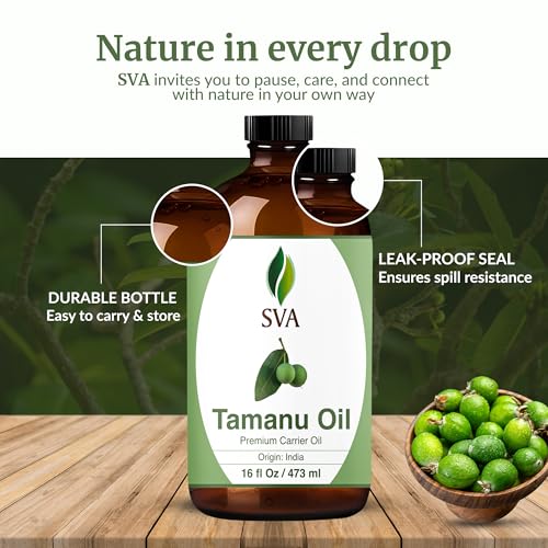 SVA Tamanu Seed Oil - 16 Oz | 100% Natural Cold-Pressed Tamanu Oil for Face, Skin, Hair & Body Care โ Carrier Oil