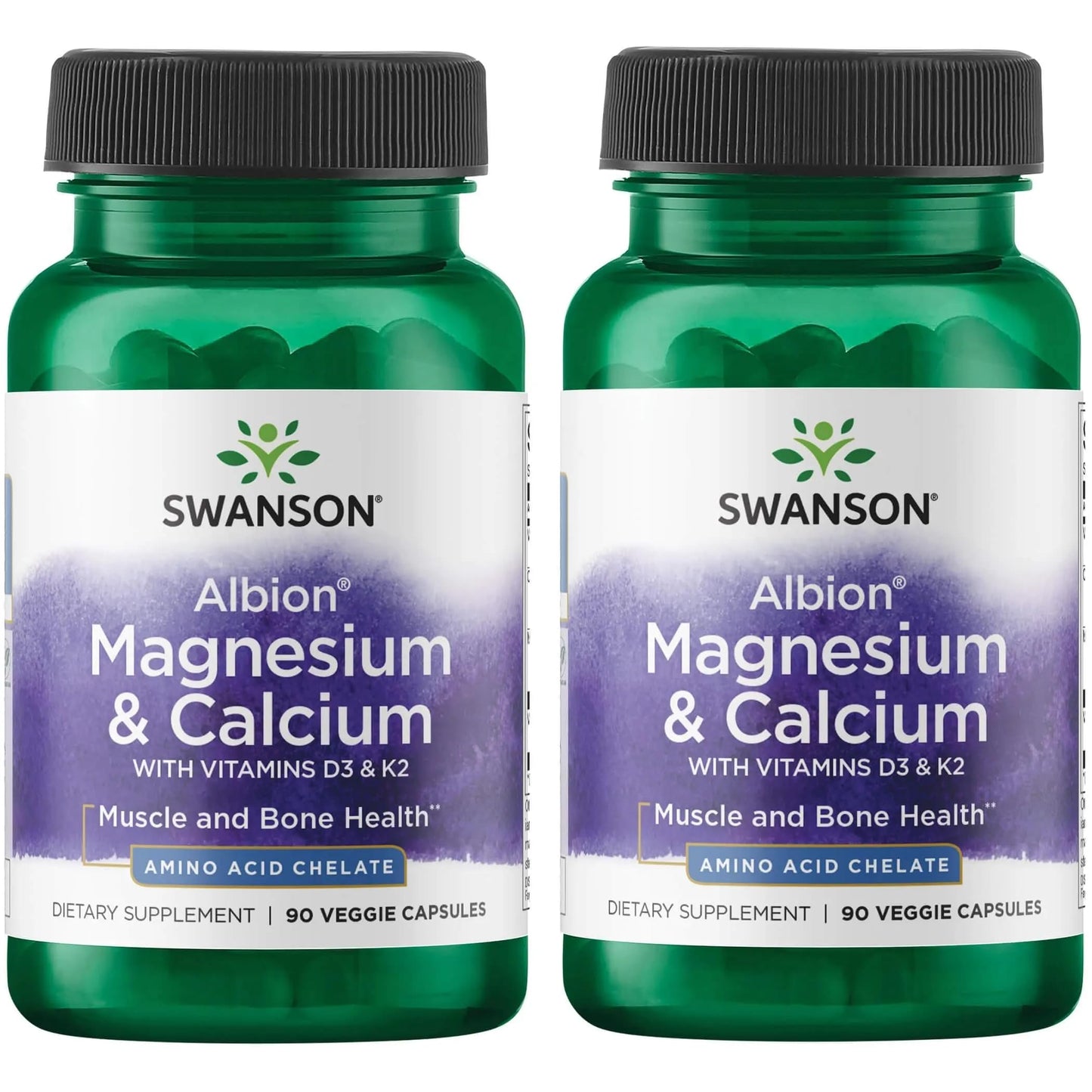 Swanson Albion Chelated Magnesium & Calcium 2:1 โ 90 Veg Capsules (2 Pack)
