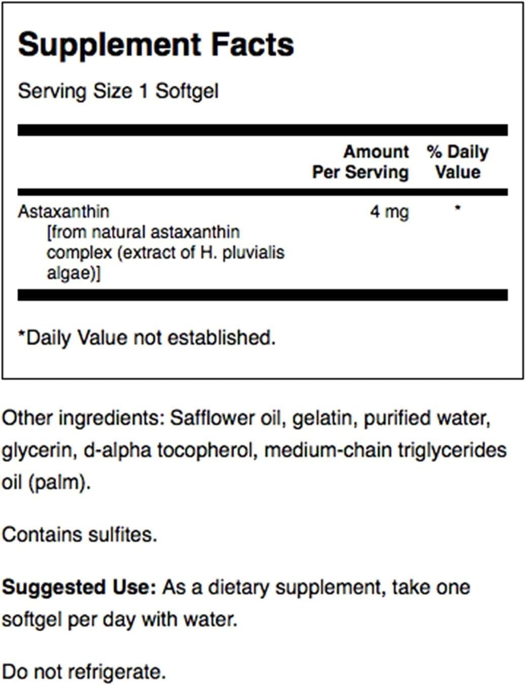 Swanson Astaxanthin 4 mg โ Eye Health, Vision & Skin Support (60 Softgels)