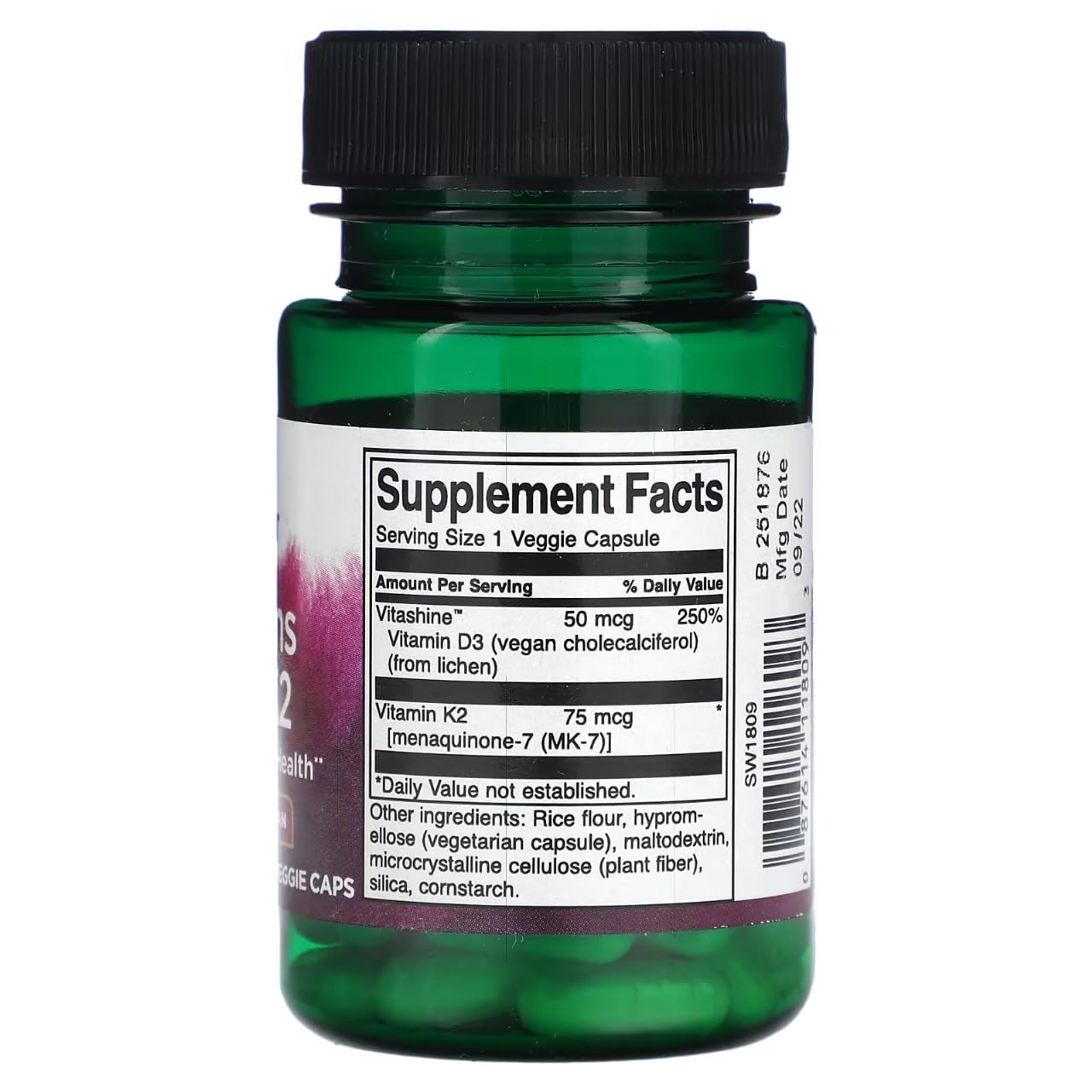 Swanson Vitamins D3 & K2 โ 2,000 IU & 75 mcg, 60 Veg Caps | Gluten Free, Vegan, Non-GMO