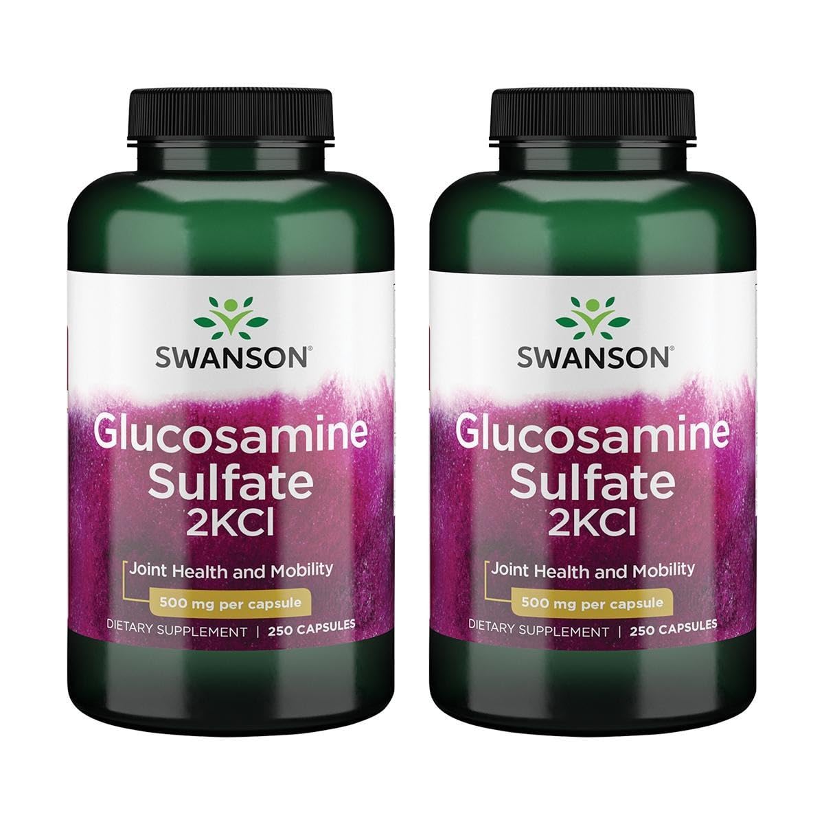 Swanson Glucosamine Sulfate 2Kcl 500 Milligrams 250 Capsules (2 Pack) - Joint Support