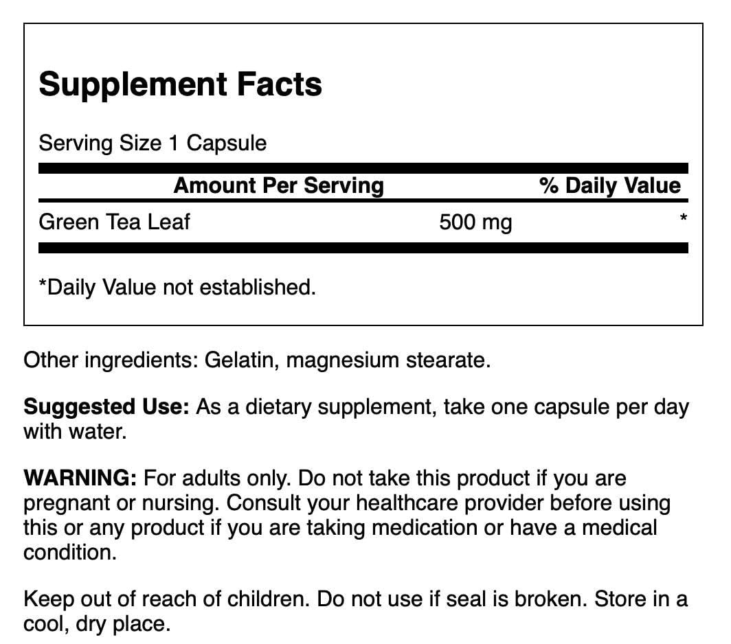 Swanson Green Tea 500 mg โ 30 Capsules | Antioxidants & Vitality