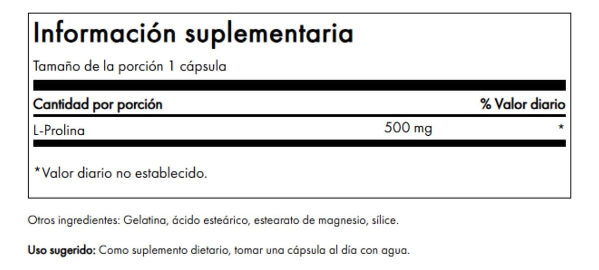 Swanson L-Proline 500 mg โ Collagen & Connective Tissue Support, 100 Capsules
