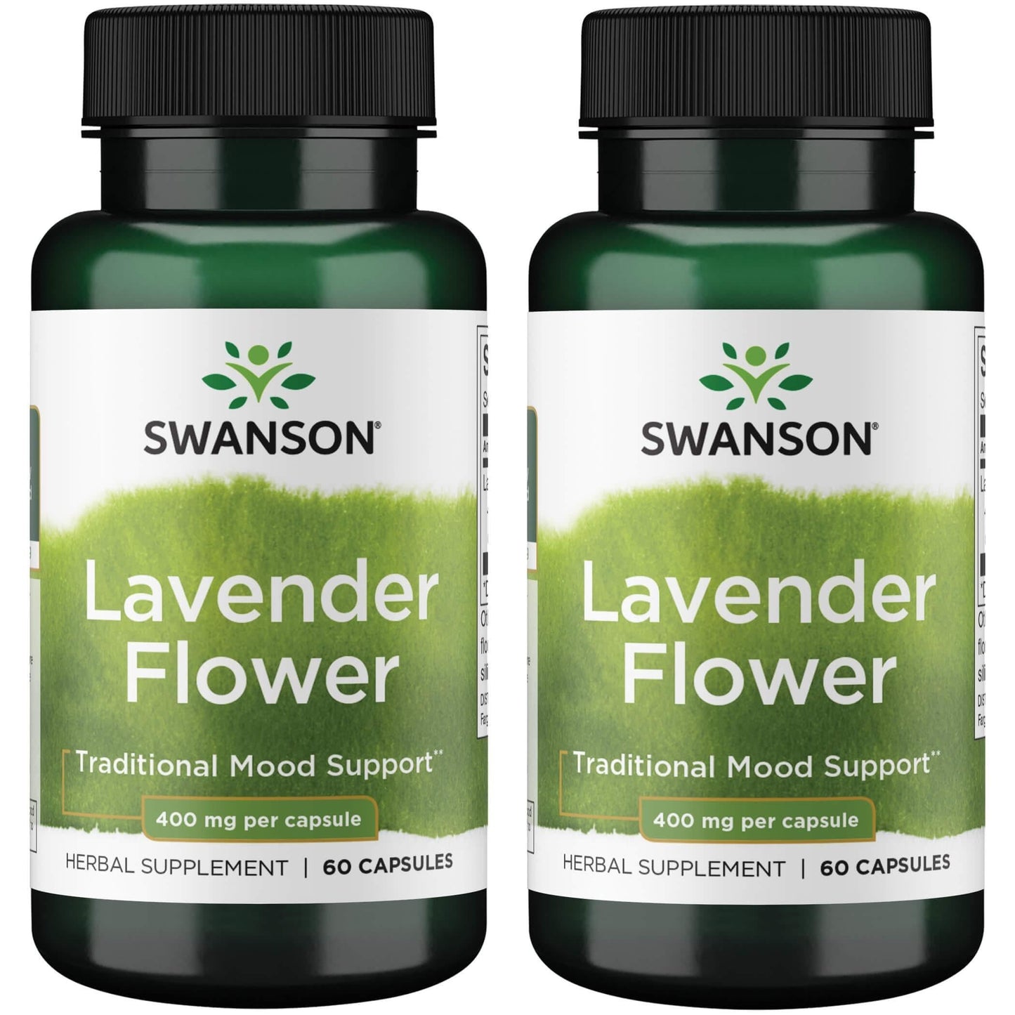 Swanson Lavender Flower โ Herbal Mood Support Supplement (60 Capsules, 400 mg) โ 2 Pack