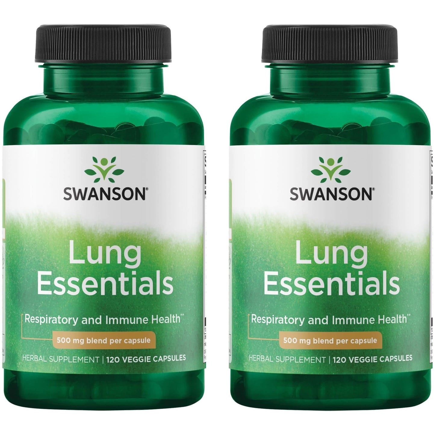 Swanson Lung Essentials 500 mg 120 Veg Caps (2 Pack) โ Immune & Respiratory Support