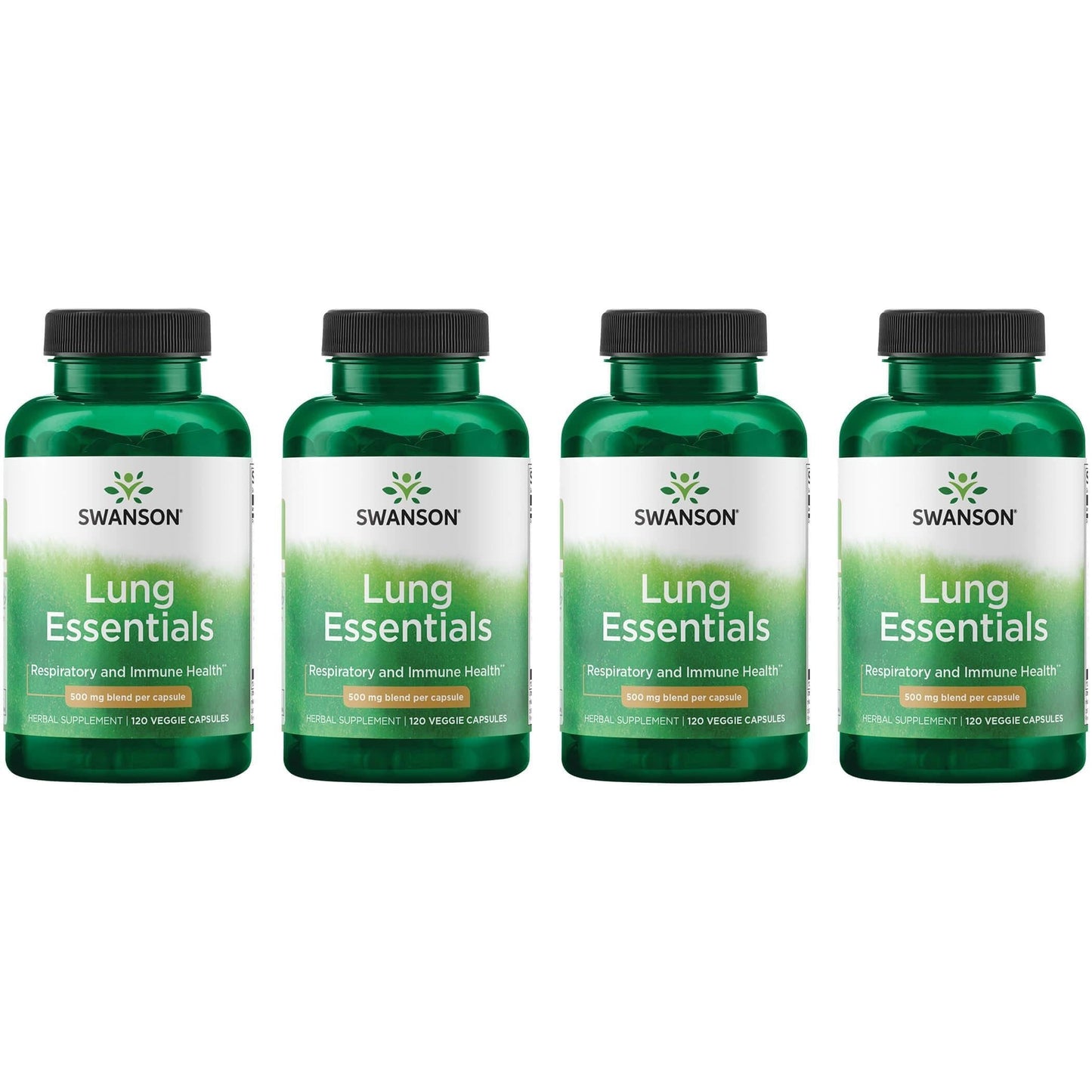 Swanson Lung Essentials 500 mg 120 Veg Caps (4 Pack) | Immune & Respiratory Support