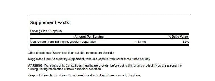 Swanson Magnesium Aspartate 685 mg 90 Caps (2 Pack) โ Magnesium Supplement