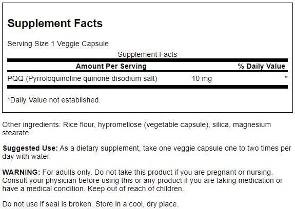 Swanson PQQ 10 mg Pyrroloquinoline Quinone โ 30 Veg Capsules | Swanson Health