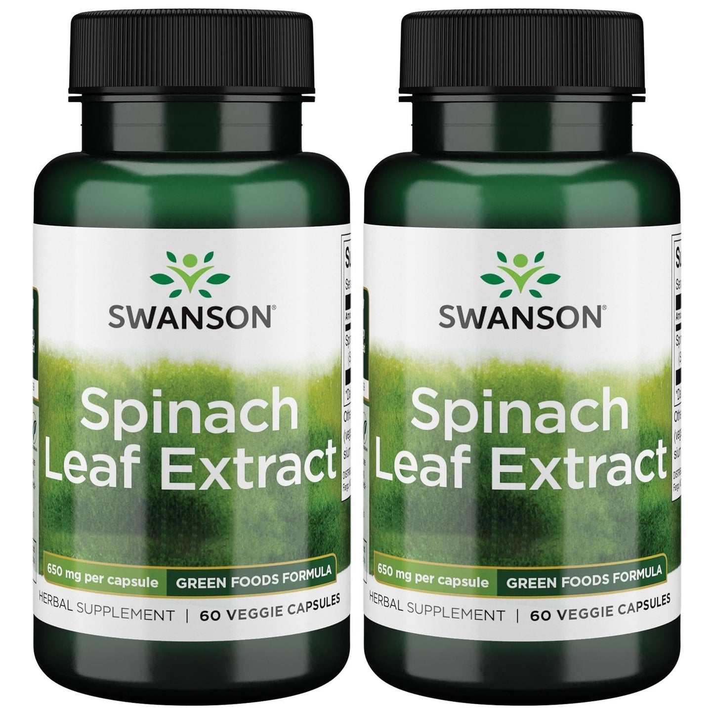 Swanson Spinach Leaf Extract โ Herbal Supplement for Overall Health | 60 Veggie Capsules, 650mg (2 Pack)