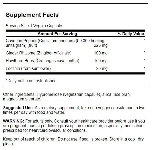 Swanson Super Cayenne 100 Veg Caps โ Ginger, Hawthorn & Lecithin