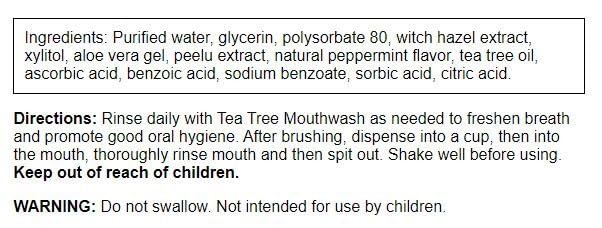 Swanson Tea Tree Mouthwash Peppermint โ 16 fl oz Alcohol-Free