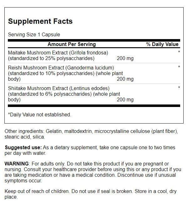 Swanson High-Potency Triple Mushroom Standardized Complex โ 60 Capsules