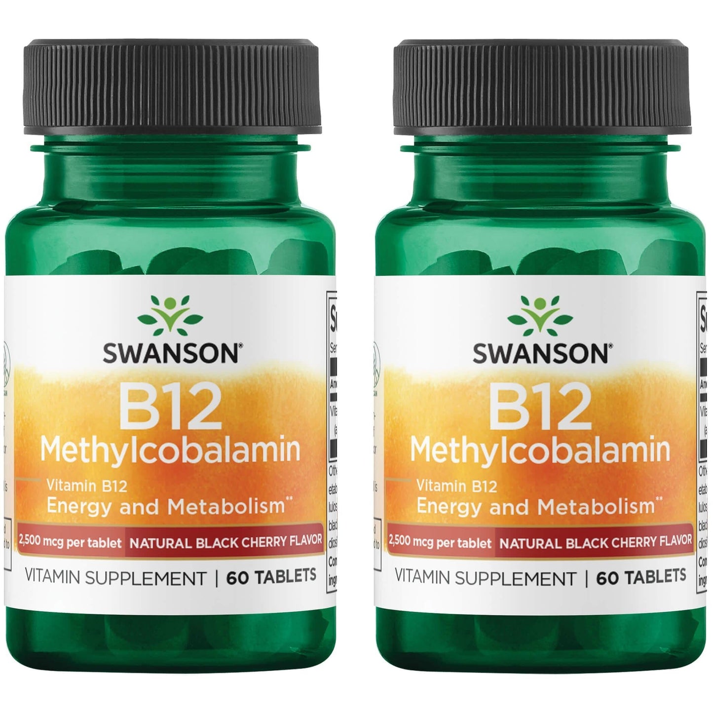 Swanson Vitamin B12 Methylcobalamin 2,500 mcg โ Black Cherry Flavor, 60 Tabs (2 Pack)