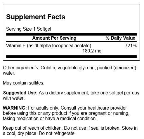 Swanson Vitamin E 400 IU Softgels โ 60 Count (268 mg) | Non-GMO