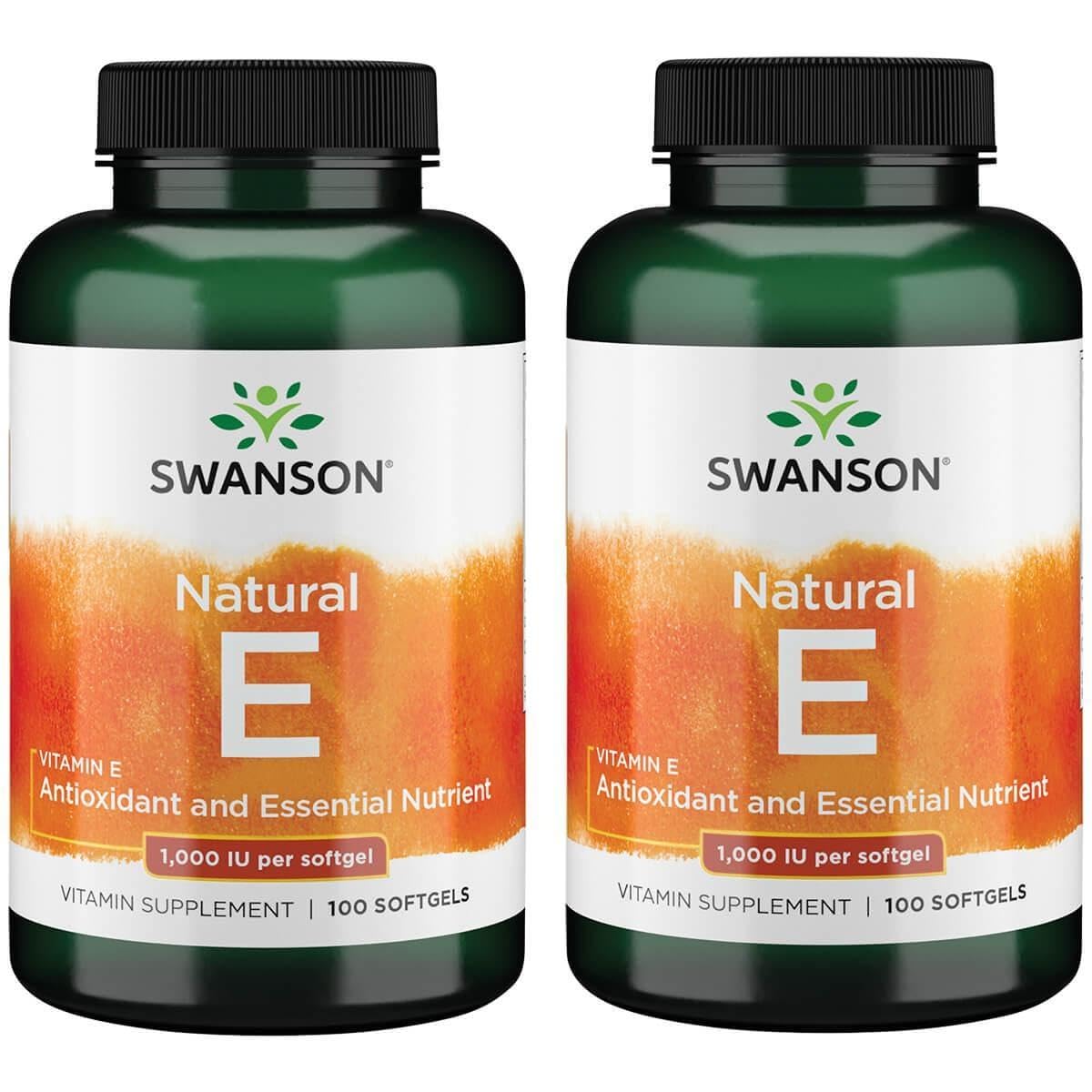 Swanson Vitamin E โ Natural Vitamin E Supplement for Heart Health | 1000 IU, 100 Softgels, 2 Pack