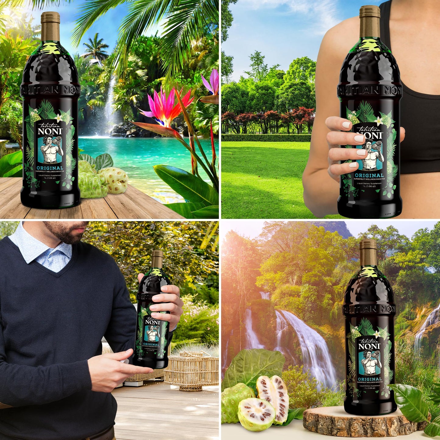 Tahitian Noni Juice by Morinda β Pure Noni with Blueberry & Grape Extracts β 4 Pack 1L
