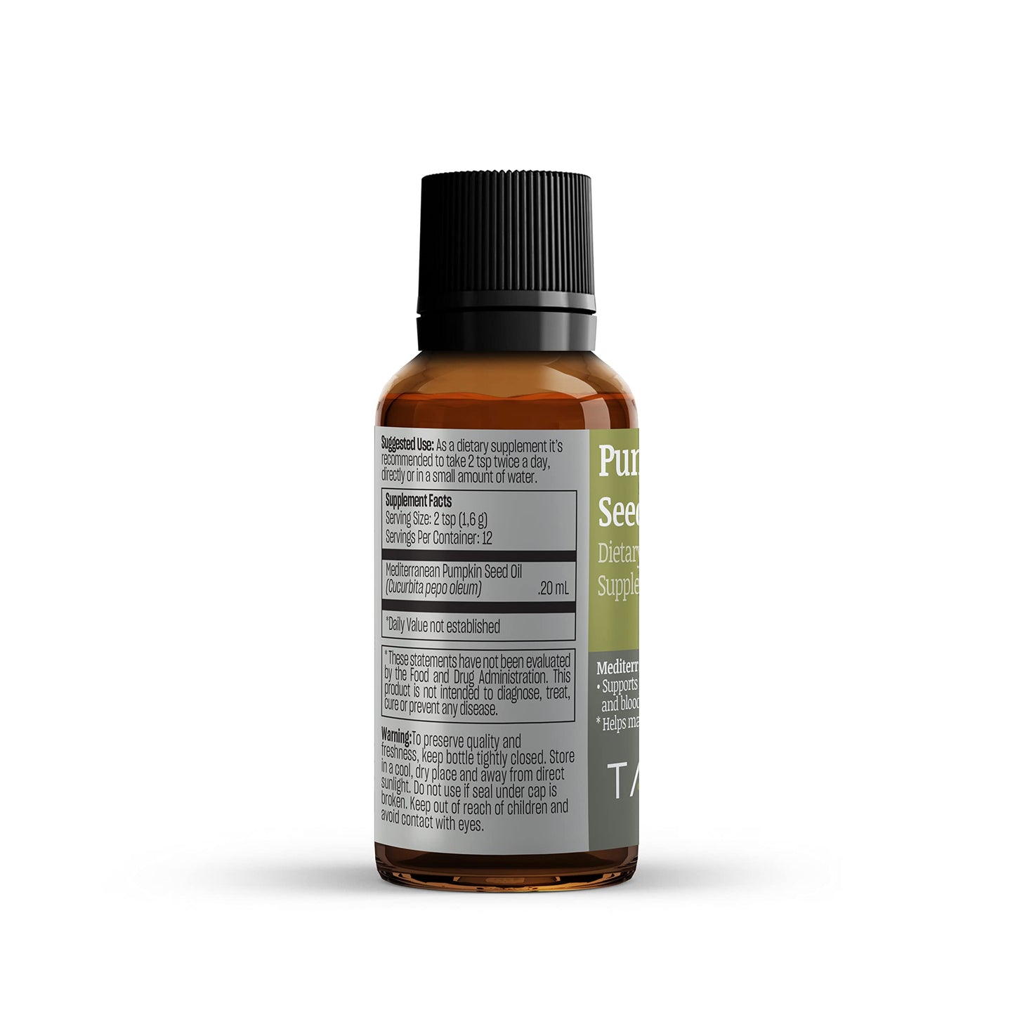TALYA Pumpkin Seed Oil Drops โ Cold-Pressed 0.67 oz | Prostate Support, Hair & Skin Health | Vegan