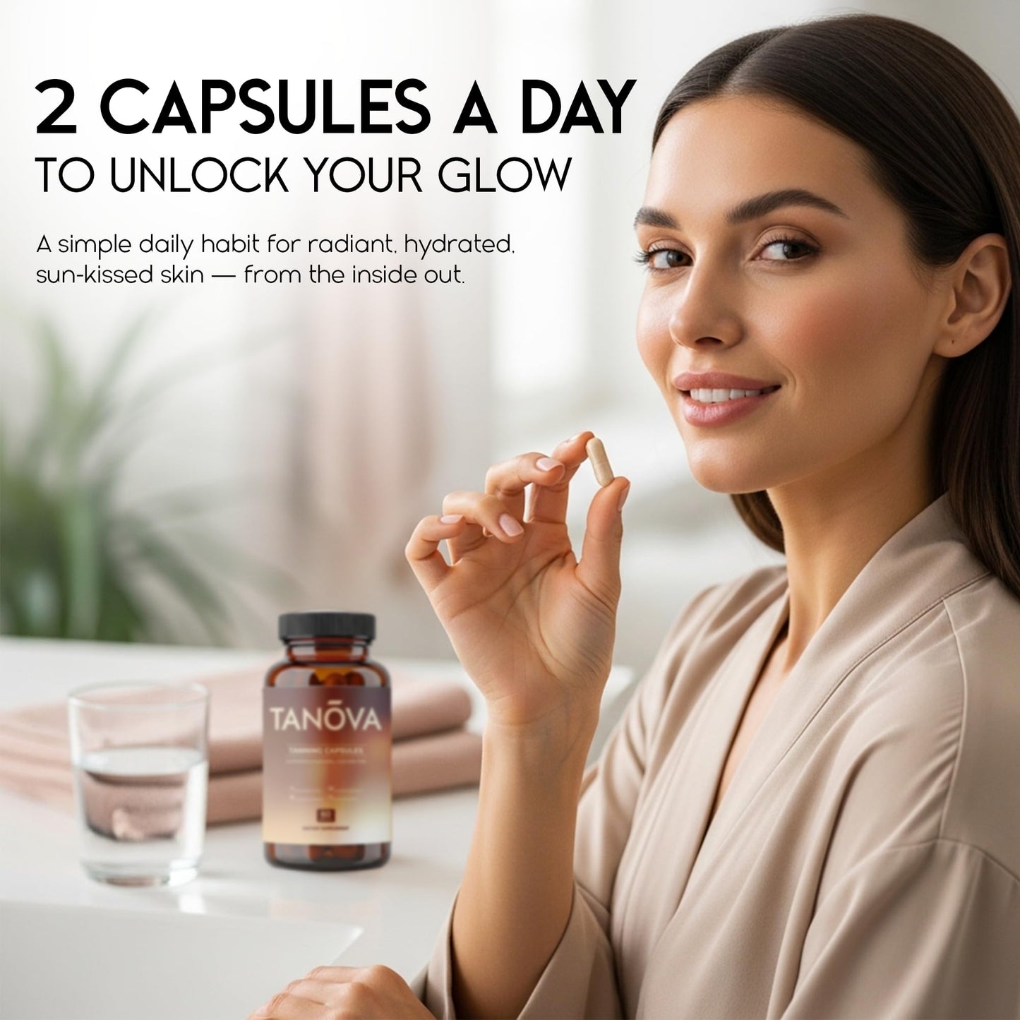 Tanova Tanning Pills β Natural Golden Glow, Skin Resilience & Anti-Aging Support β 60 Capsules