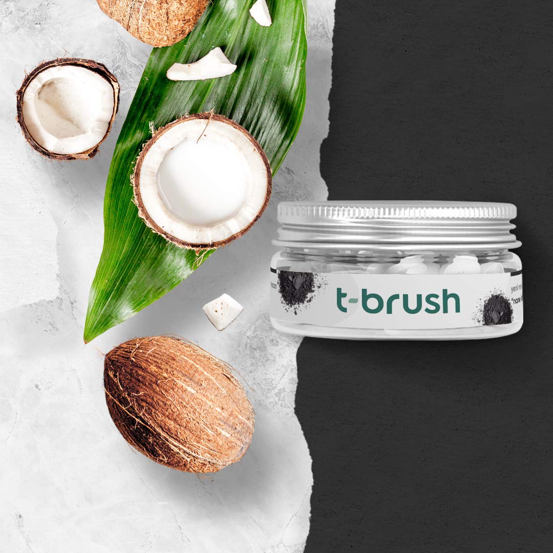T-brush Whitening Travel Toothpaste Tablets โ Natural, Activated Charcoal, Fluoride-Free, SLS-Free, Vegan โ 90 Tablets