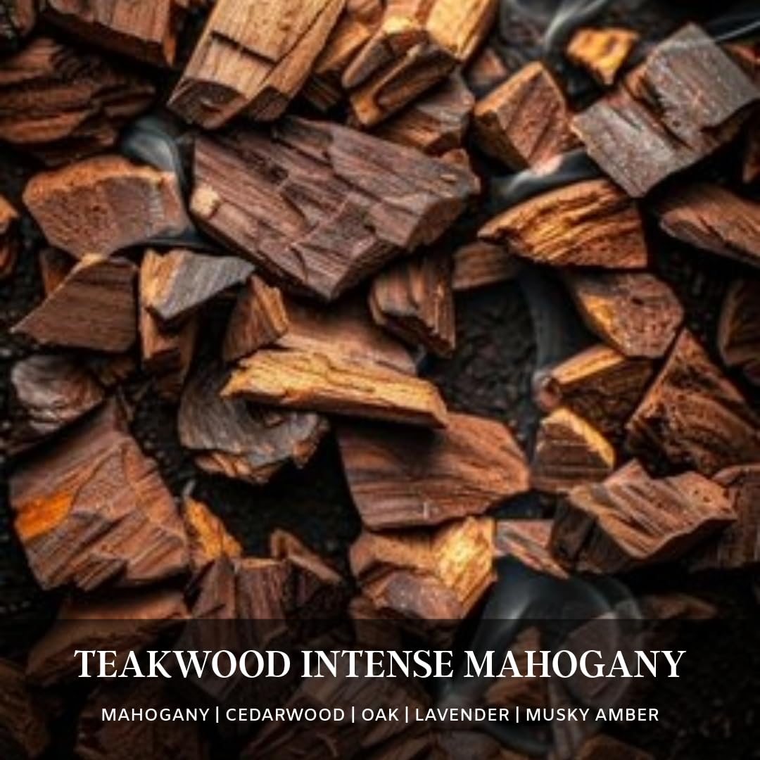 Teakwood Noir Crackling Wood Wick Candle โ Mahogany Scent, Luxury Black Jar Soy Candle