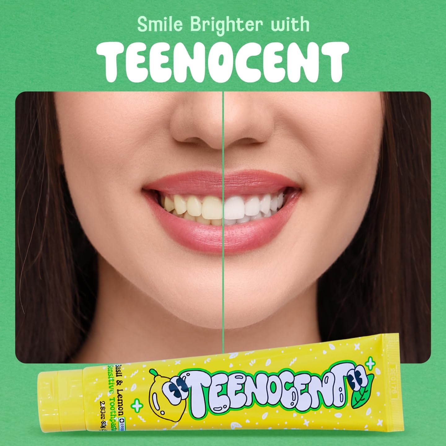TEENOCENT Nano Hydroxyapatite Sensitive Toothpaste โ Basil & Lemon Flavor, Fluoride Free
