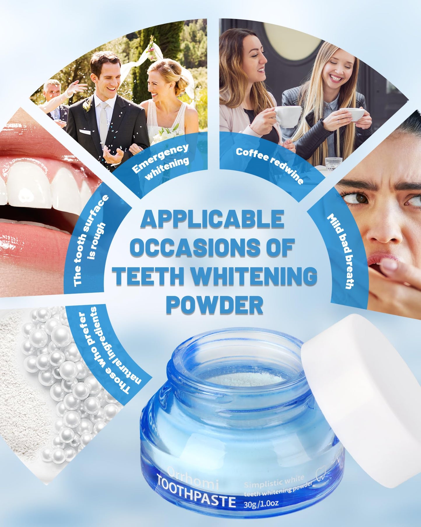 Teeth Whitening Powder โ Natural Pearl Whitening, Enamel Safe, Mint