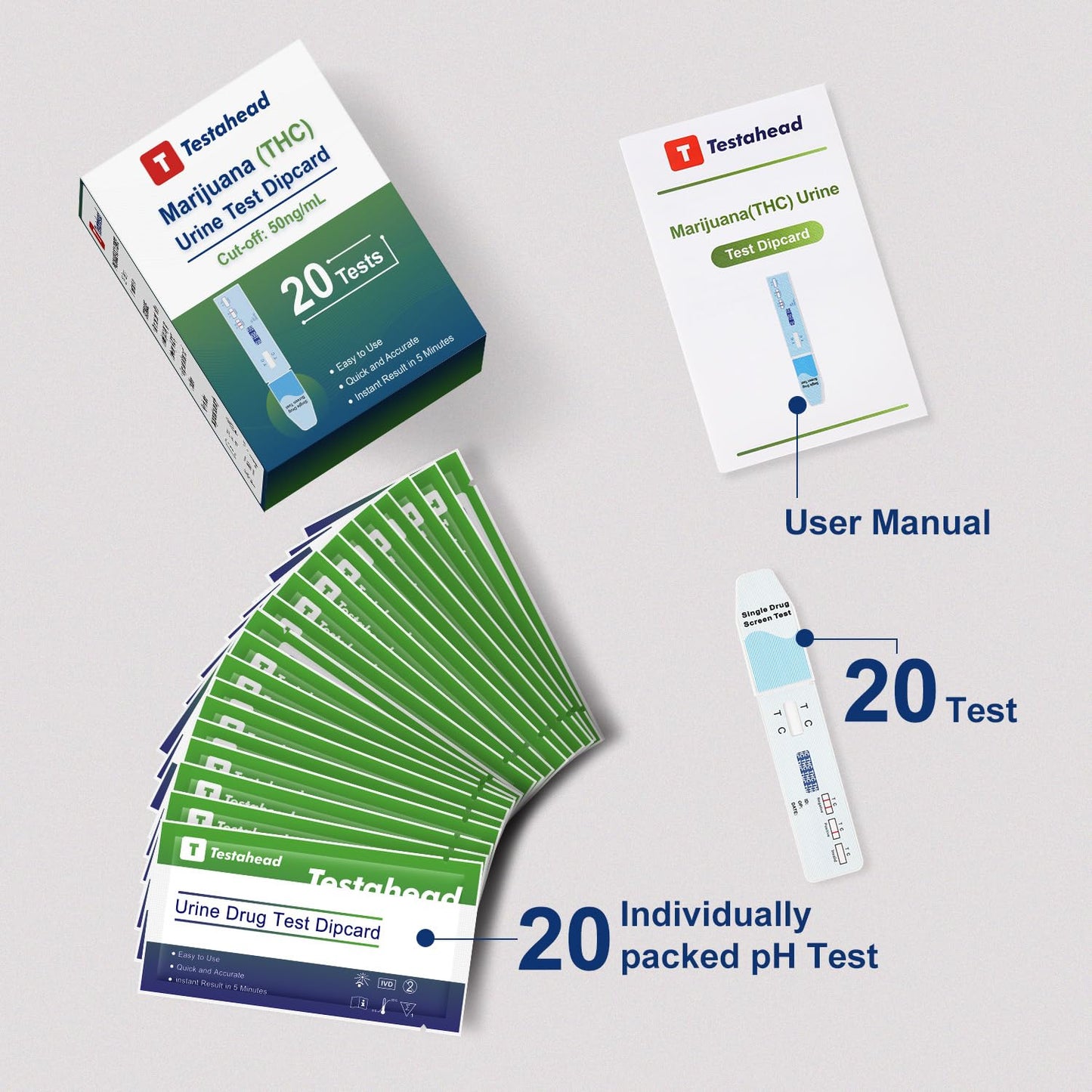 THC Drug Test Kit โ 20 Urine Test Strips | Fast & Accurate Marijuana Detection