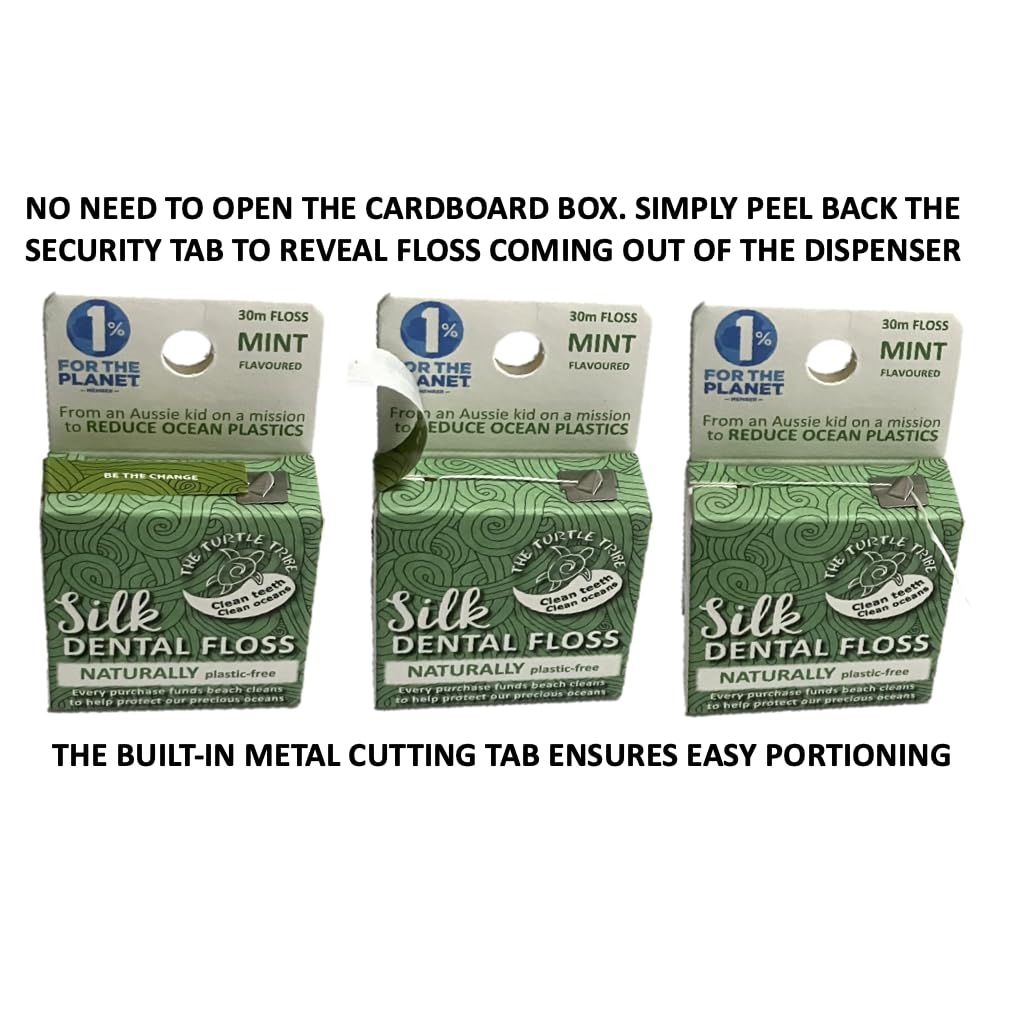 The Turtle Tribe Natural Silk Dental Floss โ 33 Yards, Plastic Free, PFAS Free, Mint